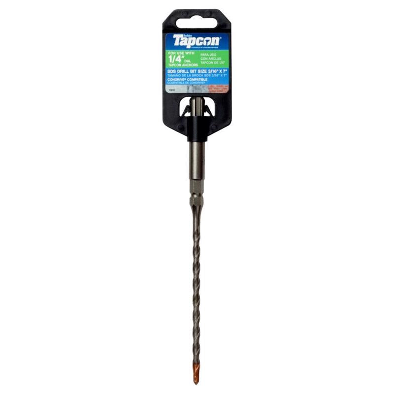 Tapcon 3/16 in. X 7 in. L Carbide Tipped Drill Bit SDS-Plus Shank