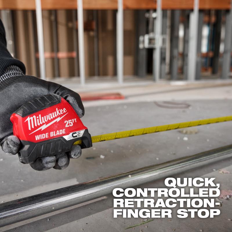 Milwaukee 25 ft. L X 1-5/16 in. W Compact Wide Blade Magnetic Tape Measure