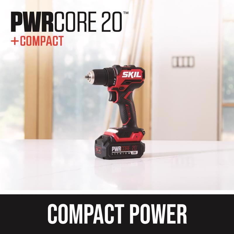 SKIL 20V PWR CORE 20 1/2 in. Brushless Cordless Drill/Driver Kit (Battery & Charger)