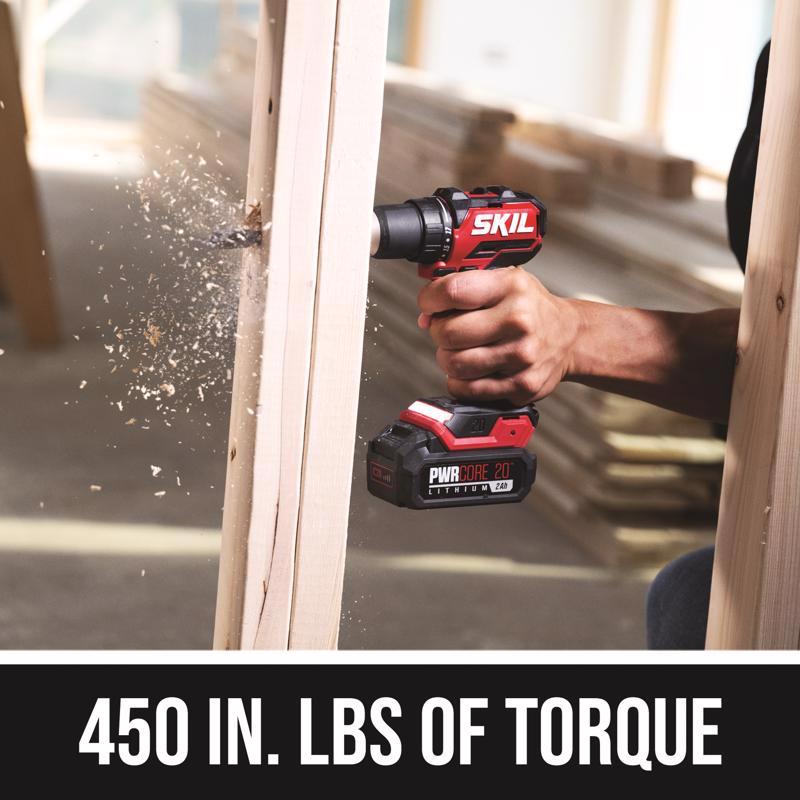 SKIL 20V PWR CORE 20 1/2 in. Brushless Cordless Drill/Driver Kit (Battery & Charger)