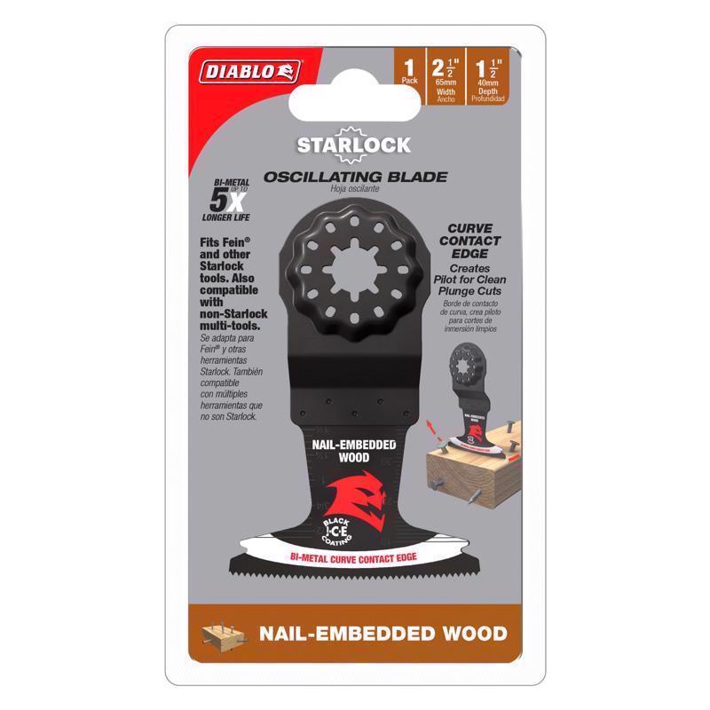 Diablo Starlock 2-1/2 in. W Bi-Metal Curved Contact Edge Oscillating Blade Nail-Embedded Wood
