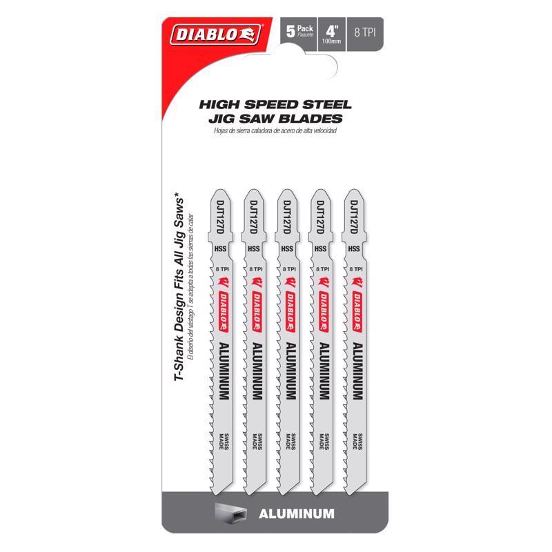 Diablo 4 in. High Speed Steel T-Shank Aluminum Jig Saw Blade 8 TPI 5 pk