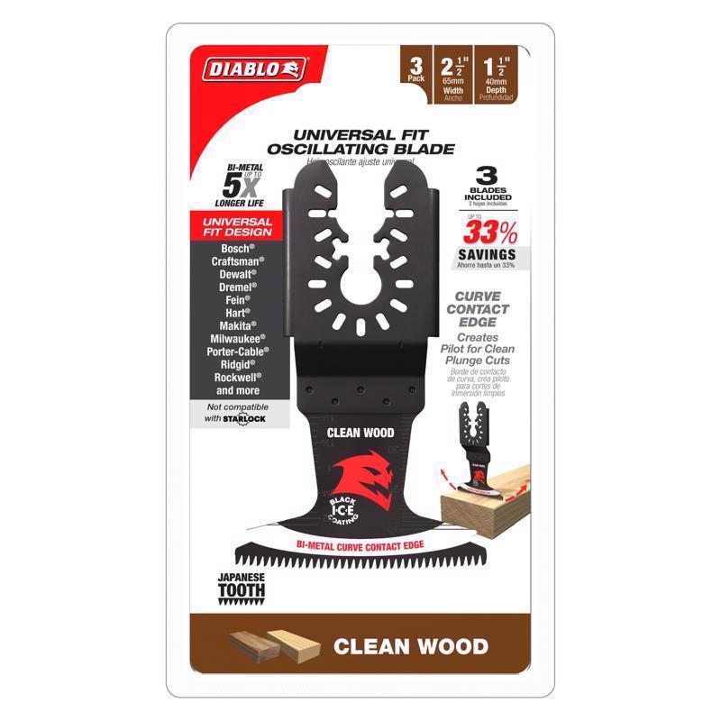 Diablo 2-1/2 in. W Bi-Metal Curved Contact Edge Oscillating Blade Clean Wood 3 pk