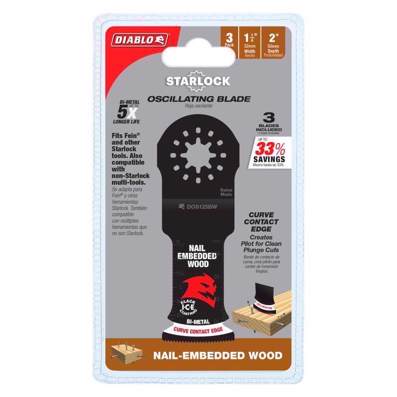 Diablo Starlock 1-1/4 in. W Bi-Metal Curved Contact Edge Oscillating Blade Nail-Embedded Wood