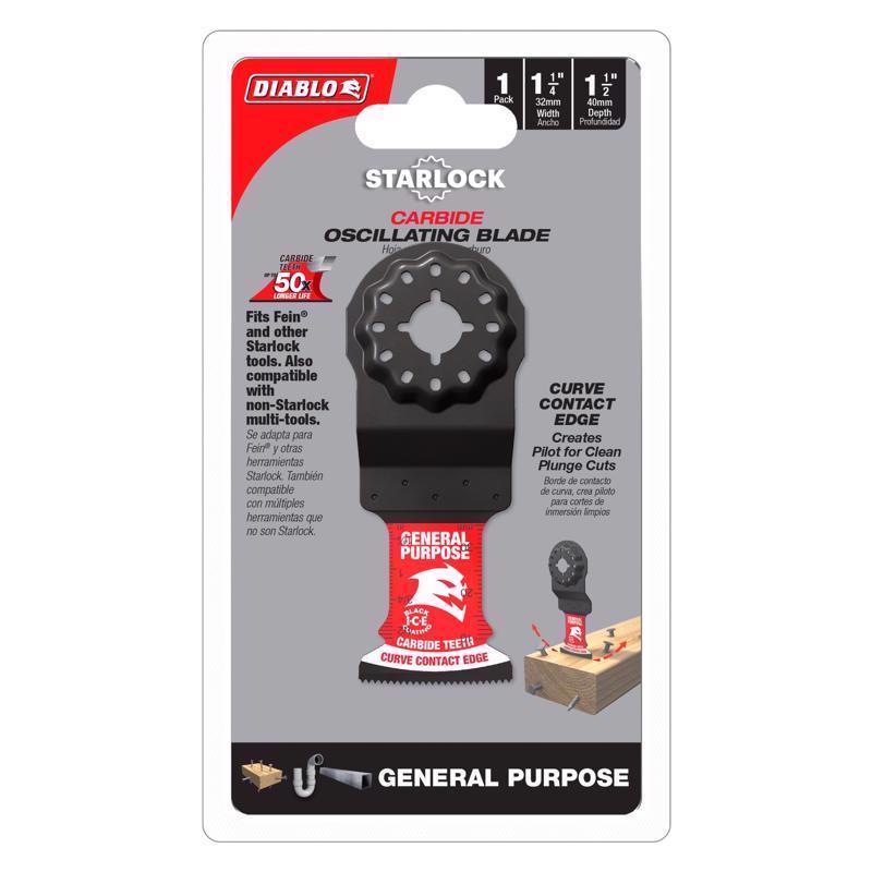 Diablo Starlock 1-1/4 in. W Carbide Curved Contact Edge Oscillating Blade General Purpose Cuts