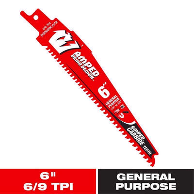 Diablo Demo Demon Amped 6 in. Carbide Tipped General Purpose Reciprocating Saw Blade 6/9 TPI