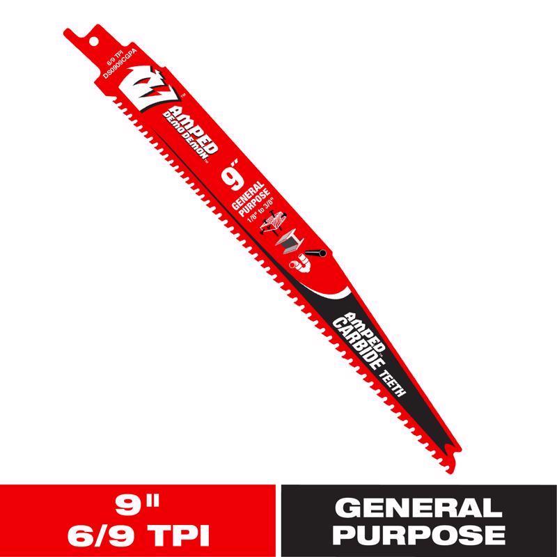 Diablo Demon Amped 9 in. Carbide Reciprocating Saw Blade 6/9 TPI