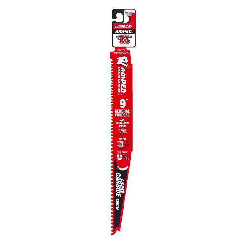 Diablo Demon Amped 9 in. Carbide Reciprocating Saw Blade 6/9 TPI
