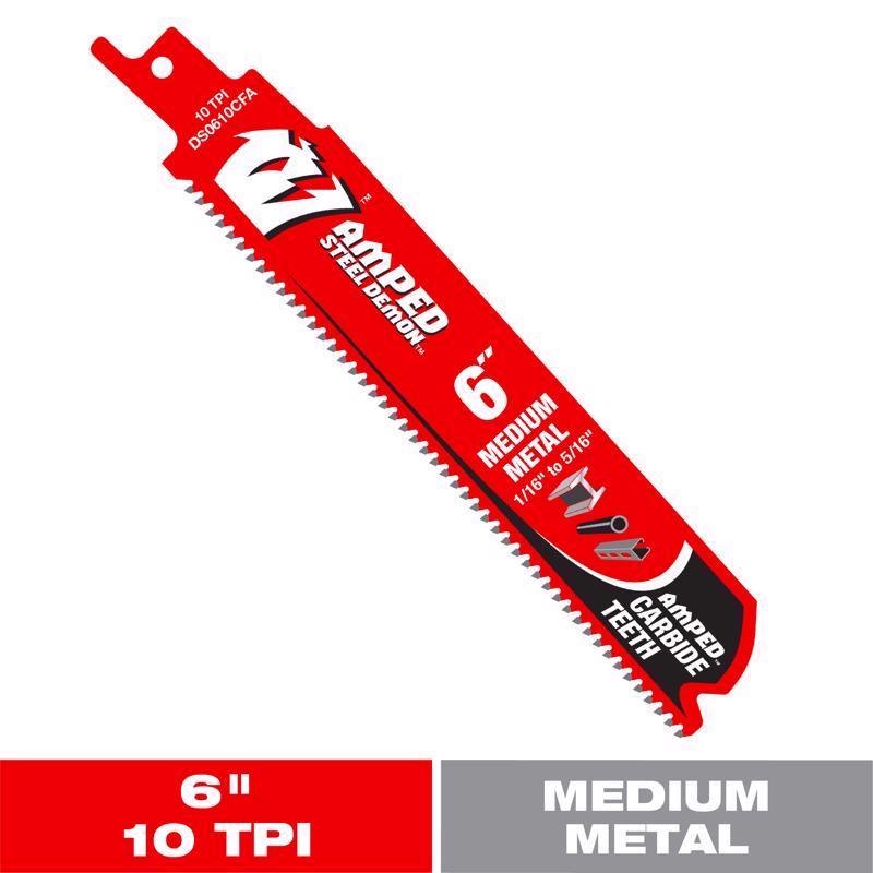 Diablo Demo Demon Amped 6 in. Carbide Tipped Medium Metal Reciprocating Saw Blade 10 TPI