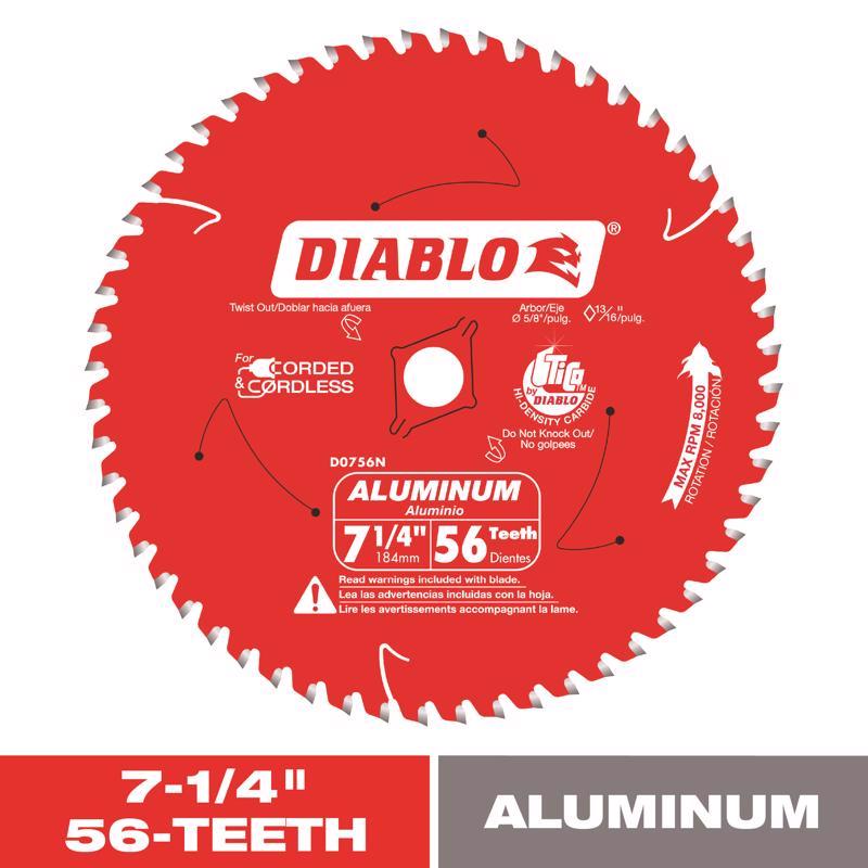 Diablo 7-1/4 in. D X 5/8 in. TiCo Hi-Density Carbide Circular Saw Blade 56 teeth