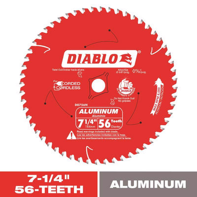 Diablo 7-1/4 in. D X 5/8 in. TiCo Hi-Density Carbide Circular Saw Blade 56 teeth