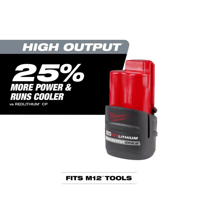 Milwaukee M12 RedLithium CP 2.5 Ah Lithium-Ion High Output High Capacity Battery Pack