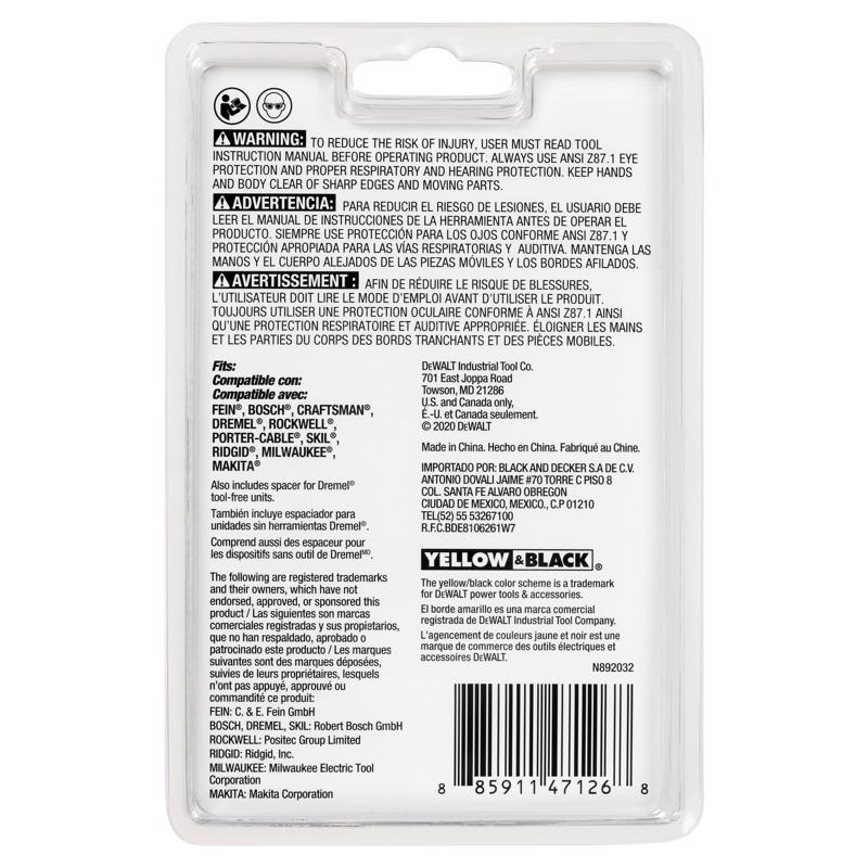 DEWALT Universal Fitment 2-1/2 in. L High Carbon Steel Precision Tooth Oscillating Blade