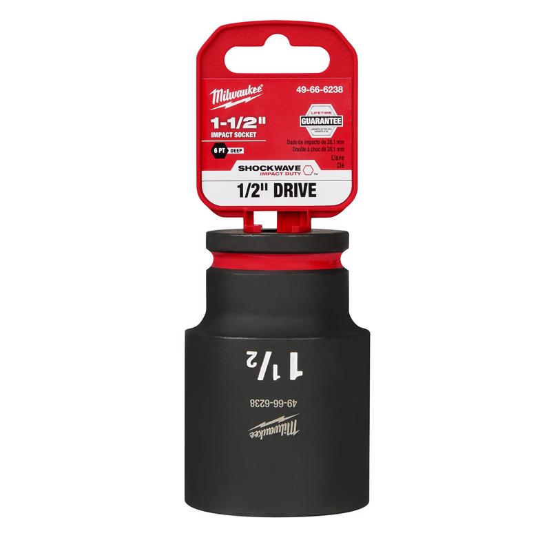 Milwaukee Shockwave 1-1/2 in. X 1/2 in. drive SAE 6 Point Deep Impact Socket