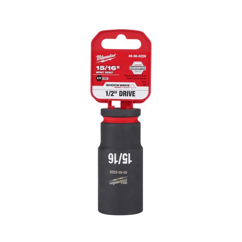 Milwaukee SHOCKWAVE 15/16 in. X 1/2 in. drive SAE 6 Point Deep Impact Socket