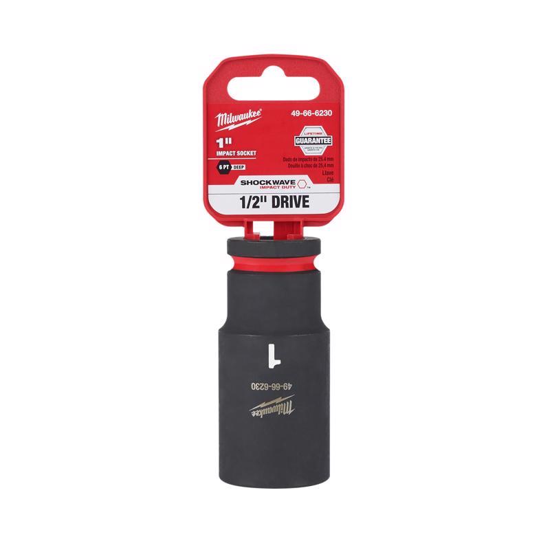 Milwaukee SHOCKWAVE 1 in. X 1/2 in. drive SAE 6 Point Deep Impact Socket