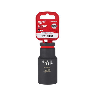 Milwaukee SHOCKWAVE 1-1/16 in. X 1/2 in. drive SAE 6 Point Deep Impact Socket