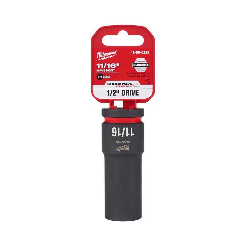 Milwaukee Shockwave 11/16 in. X 1/2 in. drive SAE 6 Point Deep Impact Socket