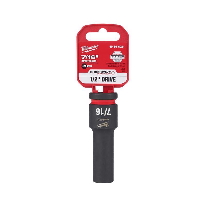Milwaukee SHOCKWAVE 7/16 in. X 1/2 in. drive SAE 6 Point Deep Impact Socket