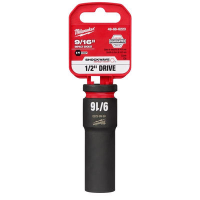 Milwaukee Shockwave 9/16 in. X 1/2 in. drive SAE 6 Point Deep Impact Socket