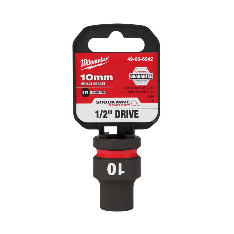 Milwaukee Shockwave 10 mm X 1/2 in. drive Metric/SAE 6 Point Standard Impact Socket