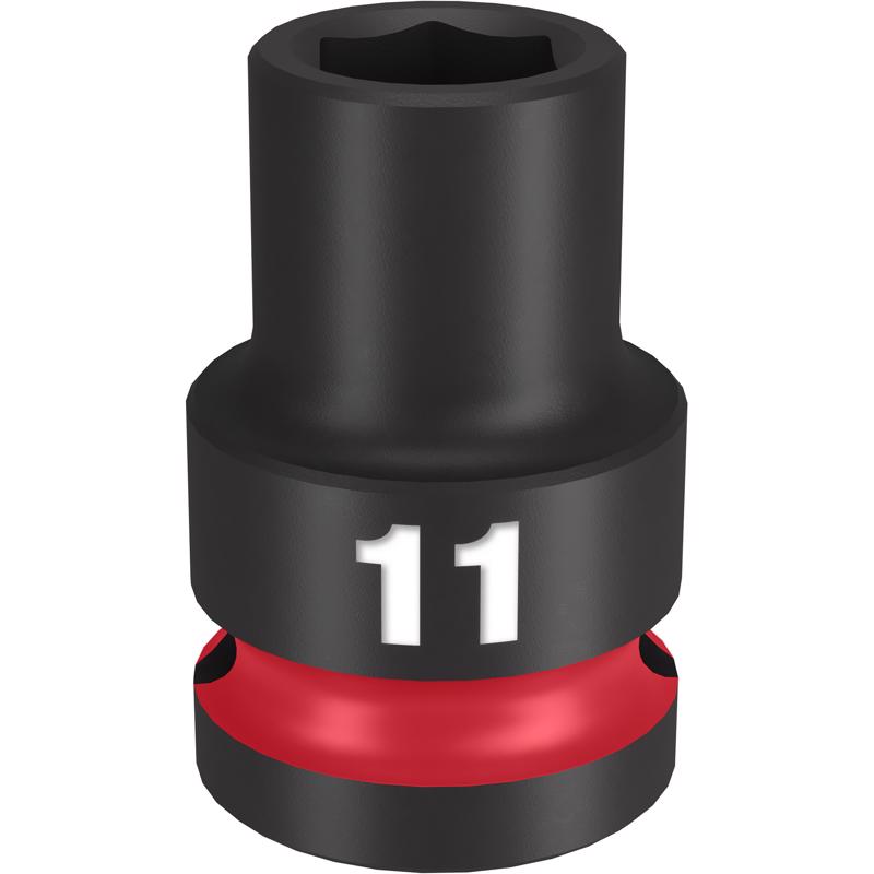 Milwaukee Shockwave 11 mm X 1/2 in. drive Metric/SAE 6 Point Standard Impact Socket