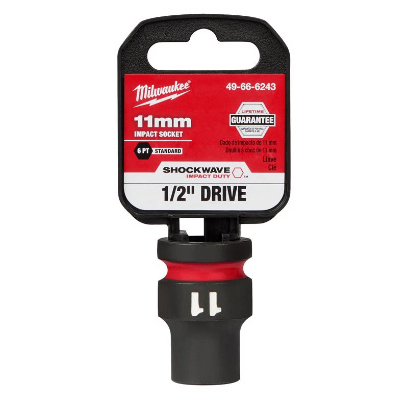 Milwaukee Shockwave 11 mm X 1/2 in. drive Metric/SAE 6 Point Standard Impact Socket