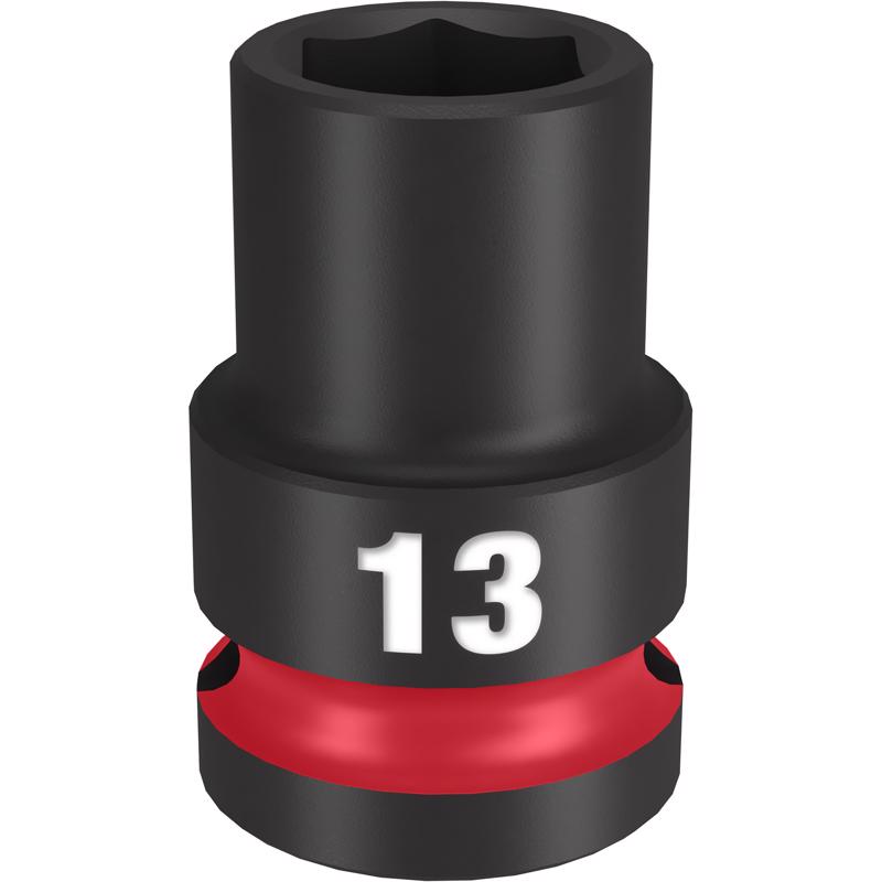 Milwaukee Shockwave 13 mm X 1/2 in. drive Metric/SAE 6 Point Standard Impact Socket