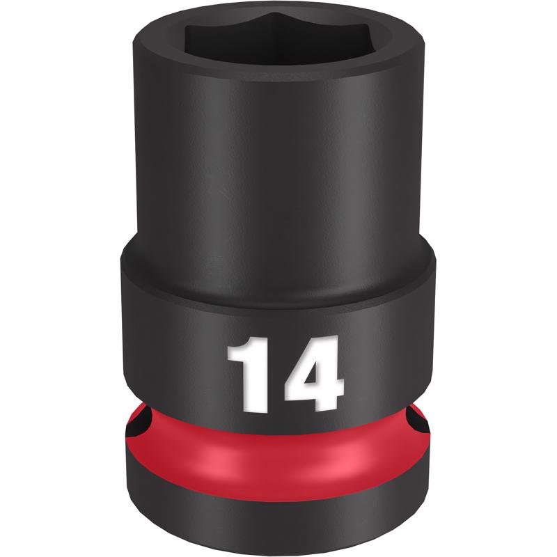 Milwaukee Shockwave 14 mm X 1/2 in. drive Metric/SAE 6 Point Standard Impact Socket