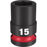 Milwaukee Shockwave 15 mm X 1/2 in. drive Metric/SAE 6 Point Standard Impact Socket