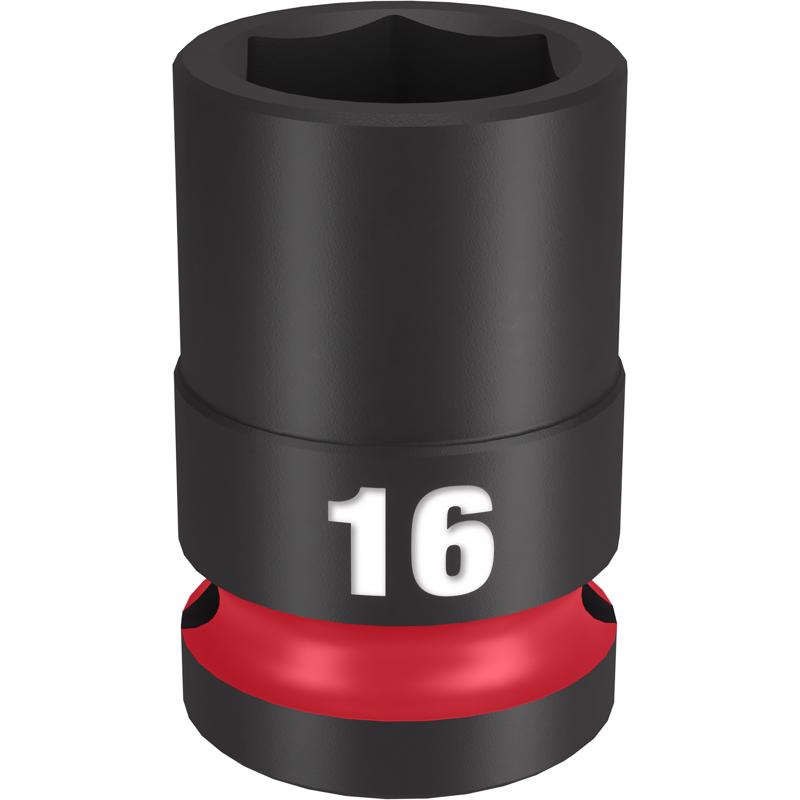 Milwaukee Shockwave 16 mm X 1/2 in. drive Metric/SAE 6 Point Standard Impact Socket