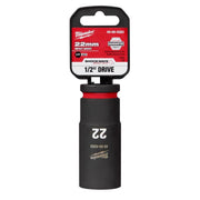 Milwaukee Shockwave 22 mm X 1/2 in. drive Metric/SAE 6 Point Deep Impact Socket