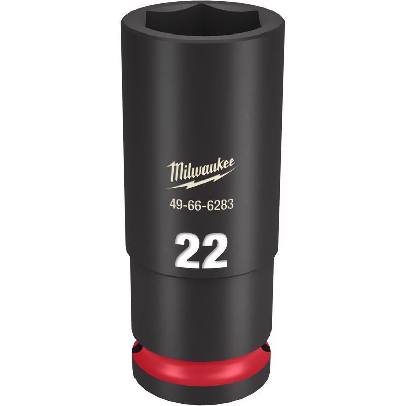 Milwaukee Shockwave 22 mm X 1/2 in. drive Metric/SAE 6 Point Deep Impact Socket