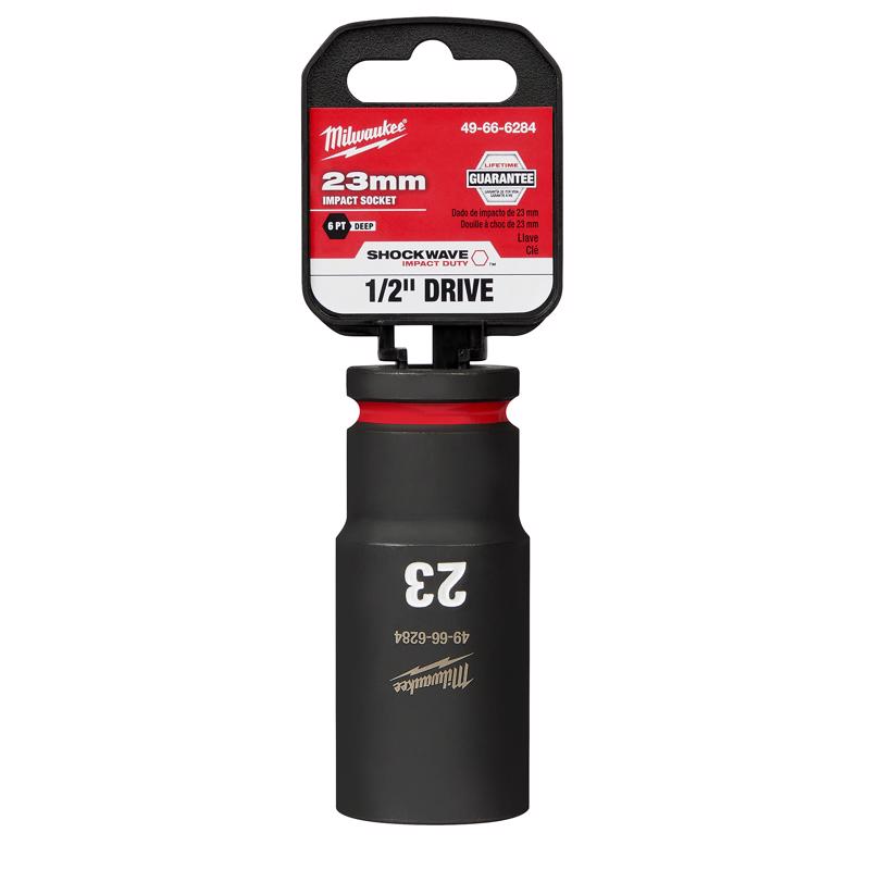 Milwaukee Shockwave 23 mm X 1/2 in. drive Metric/SAE 6 Point Deep Impact Socket