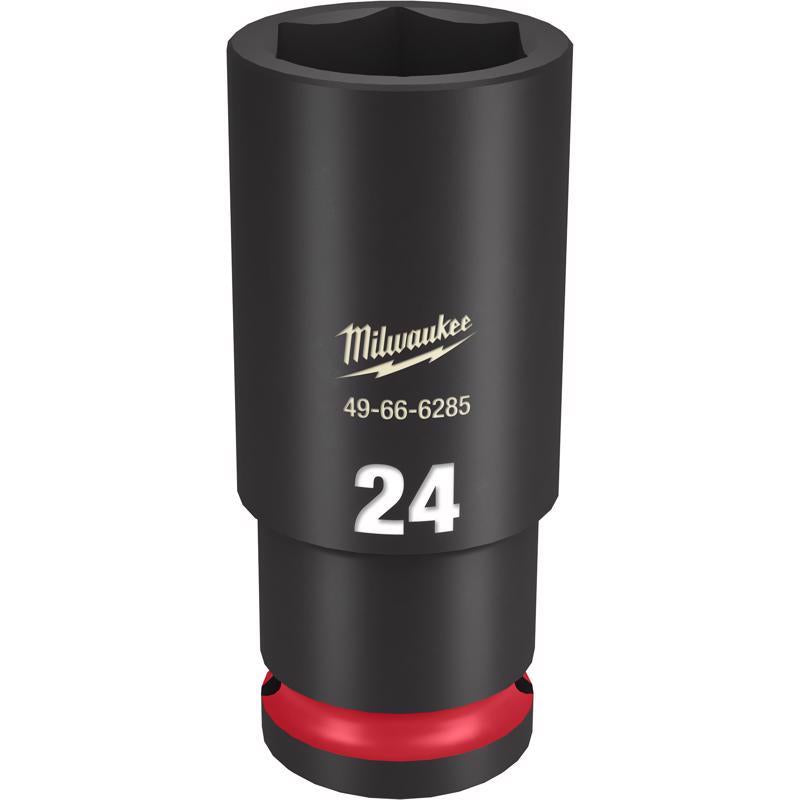 Milwaukee Shockwave 24 mm X 1/2 in. drive Metric/SAE 6 Point Deep Impact Socket