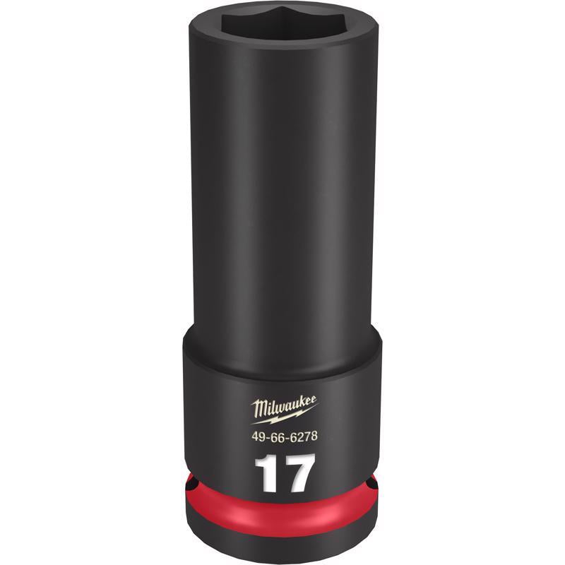 Milwaukee Shockwave 17 mm X 1/2 in. drive Metric/SAE 6 Point Deep Impact Socket