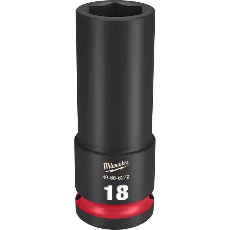 Milwaukee Shockwave 18 mm X 1/2 in. drive Metric/SAE 6 Point Deep Impact Socket