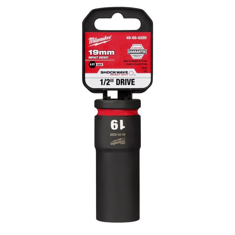 Milwaukee Shockwave 19 mm X 1/2 in. drive Metric/SAE 6 Point Deep Impact Socket