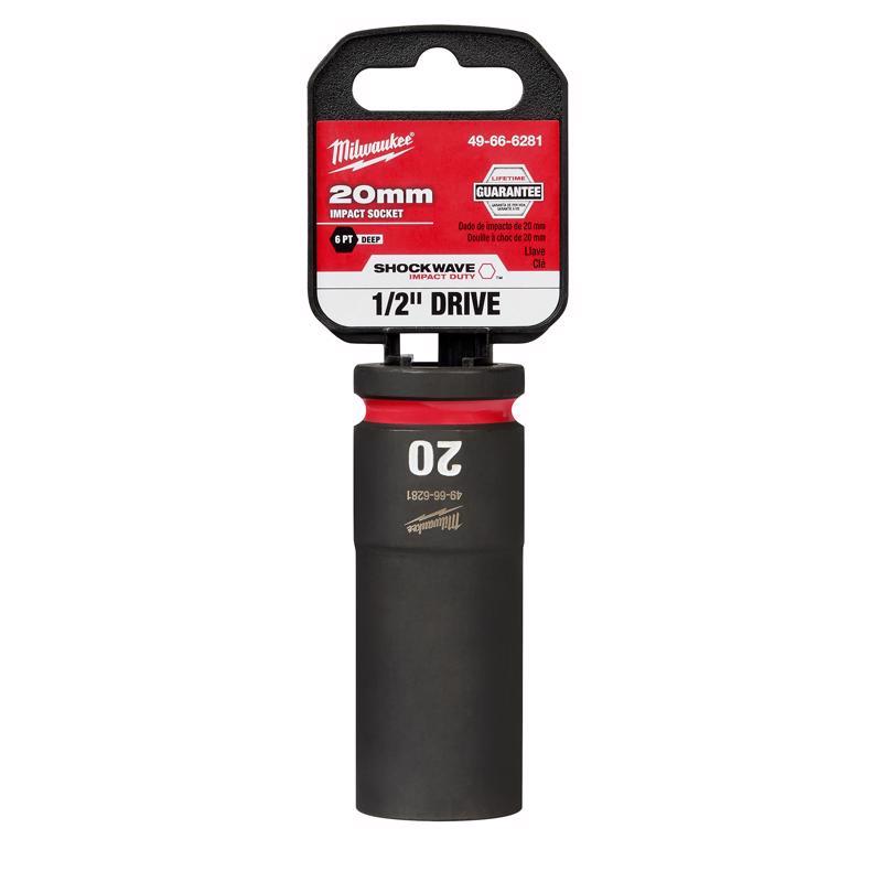 Milwaukee SHOCKWAVE 20 mm X 1/2 in. drive Metric/SAE 6 Point Deep Impact Socket
