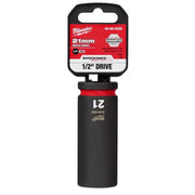 Milwaukee Shockwave 21 mm X 1/2 in. drive Metric/SAE 6 Point Deep Impact Socket
