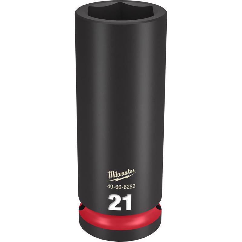 Milwaukee Shockwave 21 mm X 1/2 in. drive Metric/SAE 6 Point Deep Impact Socket