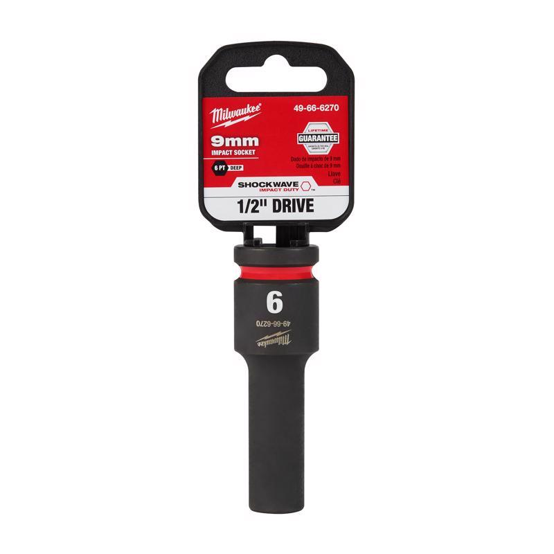 Milwaukee Shockwave 9 mm X 1/2 in. drive Metric 6 Point Deep Impact Socket