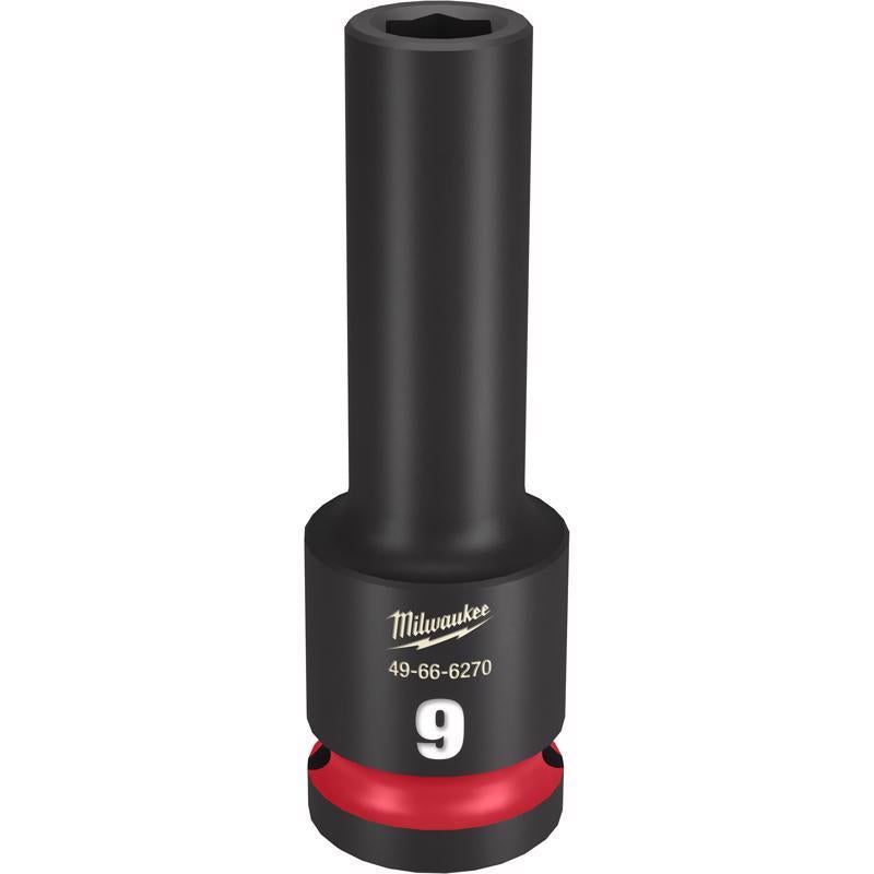 Milwaukee Shockwave 9 mm X 1/2 in. drive Metric 6 Point Deep Impact Socket