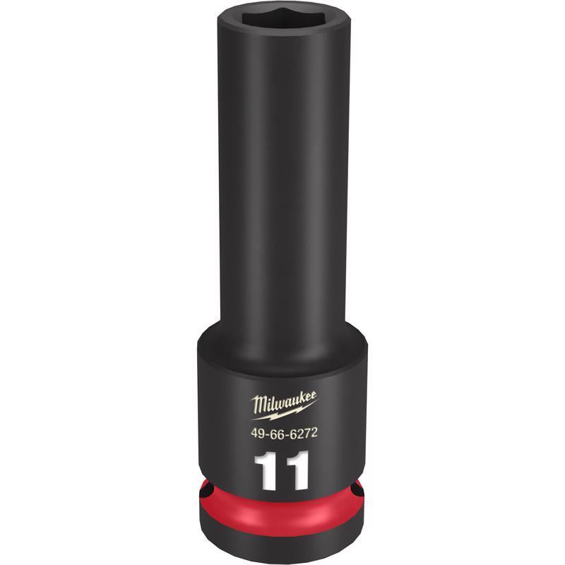 Milwaukee Shockwave 11 mm X 1/2 in. drive Metric 6 Point Deep Impact Socket
