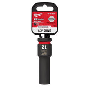 Milwaukee Shockwave 12 mm X 1/2 in. drive Metric 6 Point Deep Impact Socket