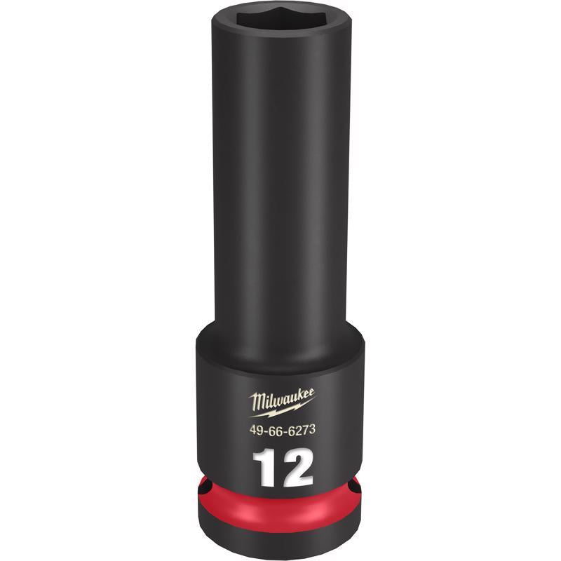 Milwaukee Shockwave 12 mm X 1/2 in. drive Metric 6 Point Deep Impact Socket