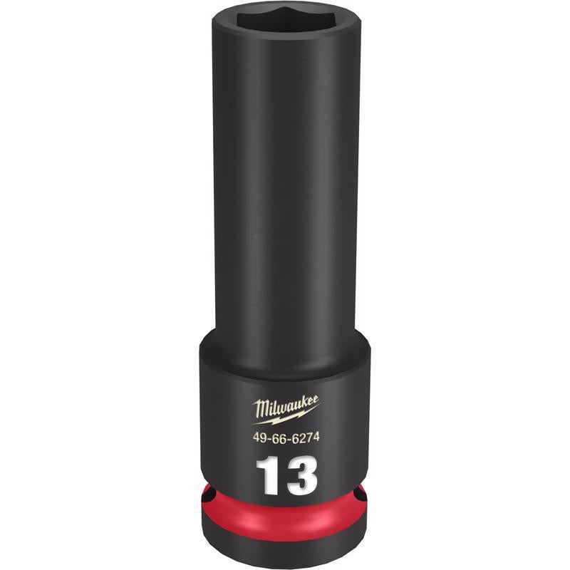 Milwaukee Shockwave 13 mm X 1/2 in. drive Metric 6 Point Deep Impact Socket