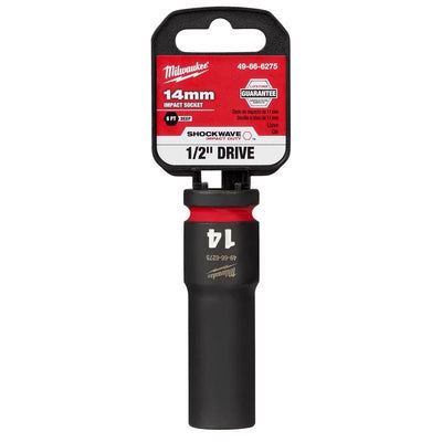 Milwaukee SHOCKWAVE 14 mm X 1/2 in. drive Metric 6 Point Deep Impact Socket