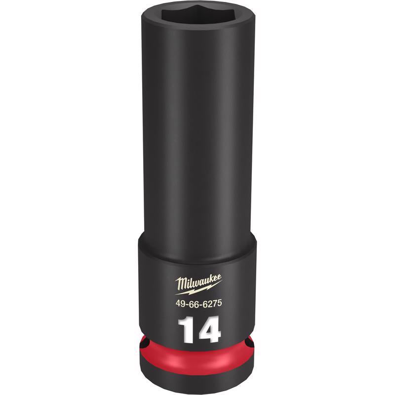 Milwaukee SHOCKWAVE 14 mm X 1/2 in. drive Metric 6 Point Deep Impact Socket