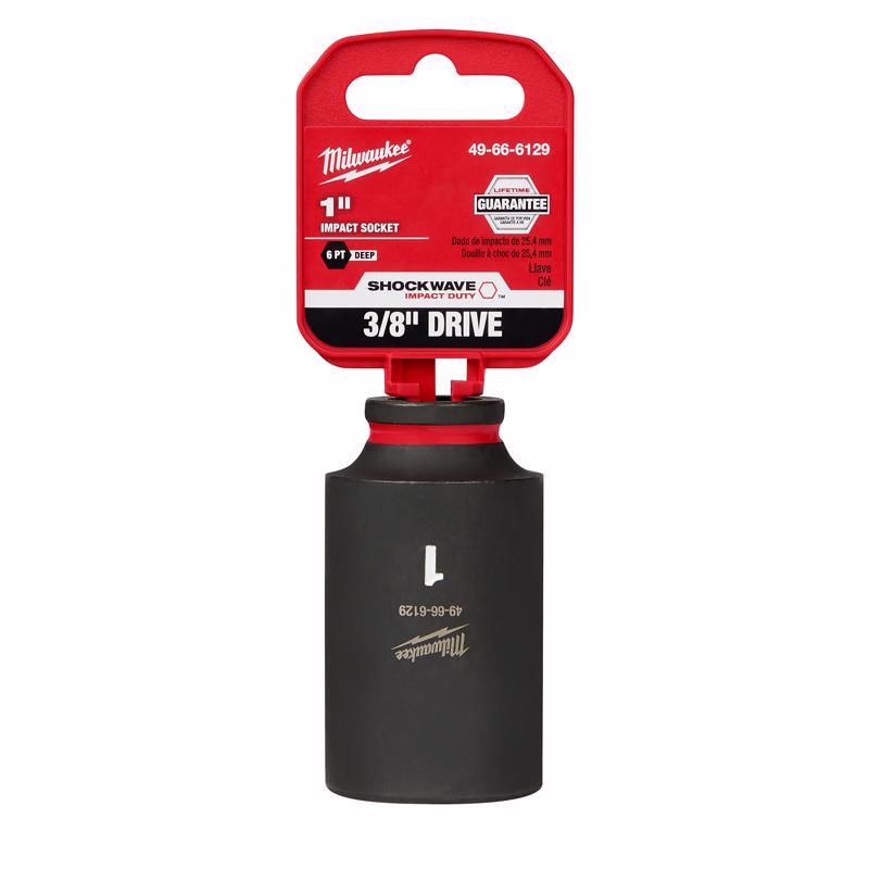 Milwaukee SHOCKWAVE 1 in. X 3/8 in. drive SAE 6 Point Deep Impact Socket